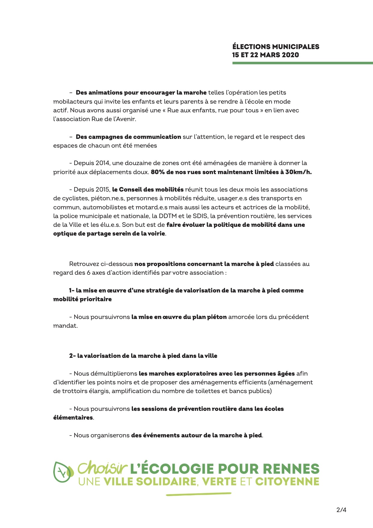 Page 2 de notre courrier réponse à l'enquête de 60 Millions de Piétons